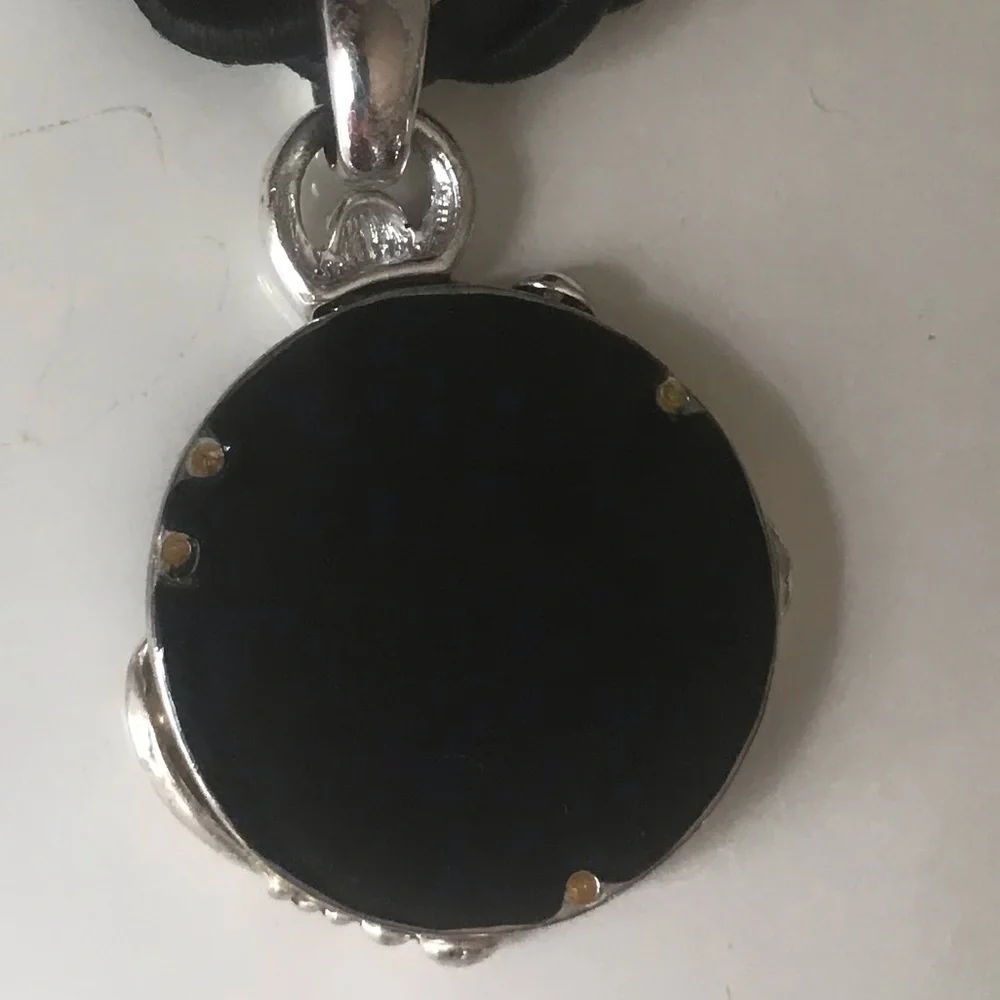 Necklace Black/ White and Silver Tone